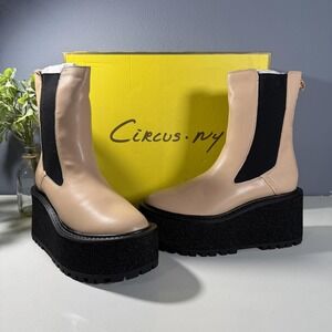 Circus NY Susan Blonde‎ Platform Chelsea Boots Glitter Lug Sole Womens 8M NEW